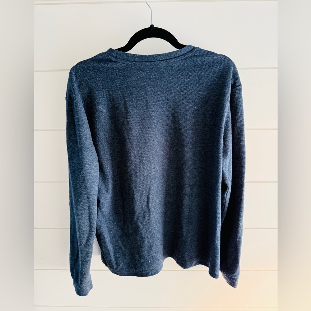 Psycho Bunny Heathered Navy Thermal Knit Top, Size Medium - Picture 3 of 7